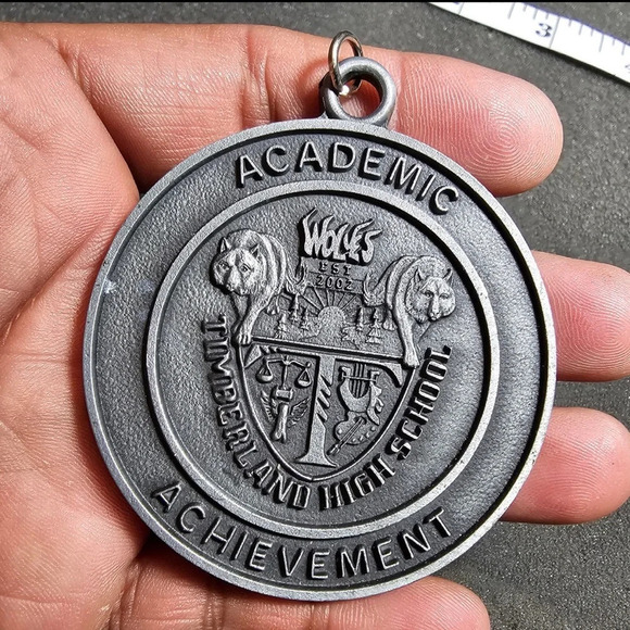 timberland highschool academic achievement medal Wolves Established 2002 2 in - Picture 1 of 3